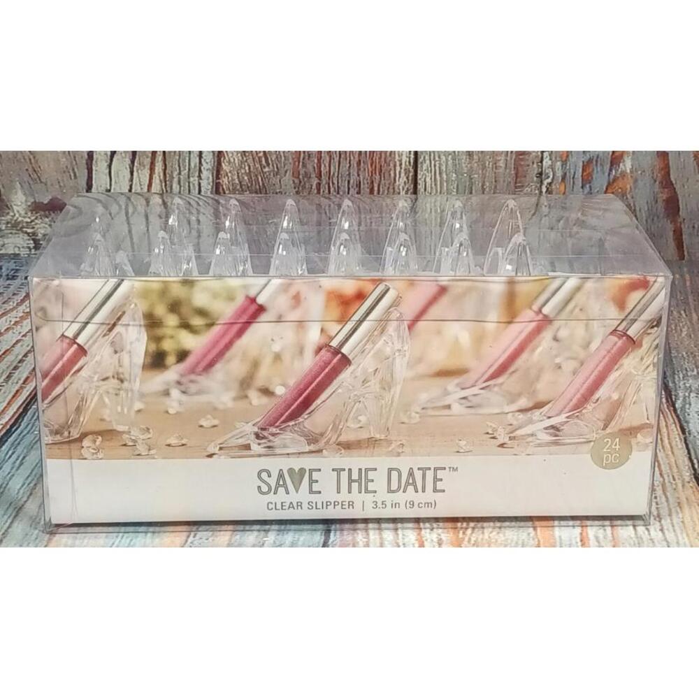 Save The Date Clear Slippers 3.5 in (9 cm) 24 Pc‎